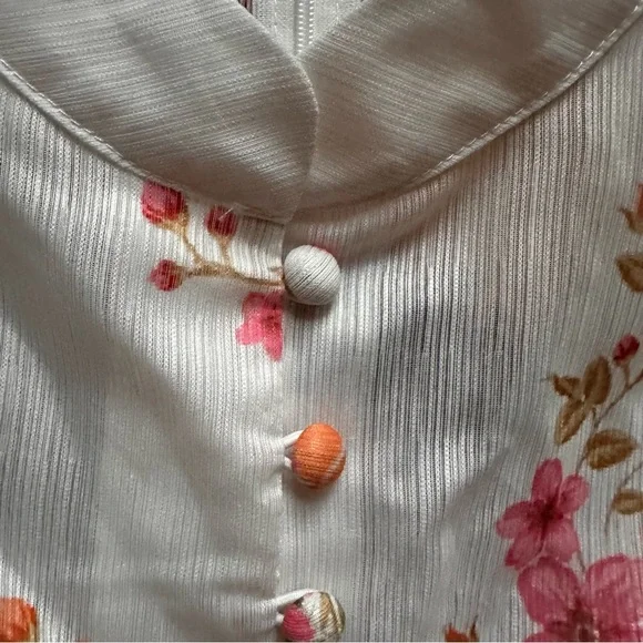 Mainstrip Amy Floral Print Dress Long Sleeve Holiday Mini White Medium No Belt - Picture 10 of 15